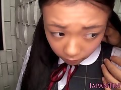 Busty pigtailed Japanese schoolgirl mouth fucked
