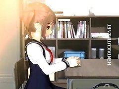 Slutty 3D hentai schoolgirl gets fur pie toyed