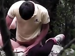 caught Chinese couple fuck in the forest