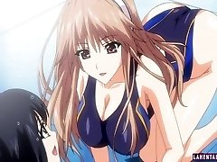 Anime Porn bombshell in swimsuit gives tittyfuck