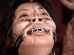 Jap BBW marionette got needles pierced lip to keep her facehole shut