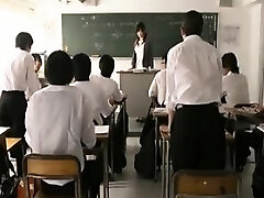 Busty Japanese teacher gets handled like a biotch by a gang o