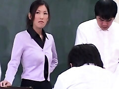 Japanese Teacher degraded and Cum covered by her Schoolgirls