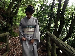 JAV outdoor exposure in kimono followed by deep throat Subtitles
