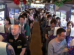 Japanese party bus fuck-a-thon with girls fucking strangers
