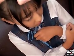 Sexy schoolgirl Airi Sato opens mouth wide and gets mouth torn up