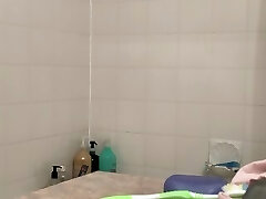 Sweaty Asian teen Shaving legs in the shower after Gym - REAL Hidden Cam part 2