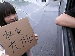 Japanese schoolgirl, Mikoto Mochida is deep-throating a stranger's 