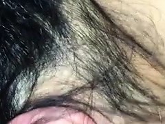 Hairy nature amateur milf creampie riding and blowjob