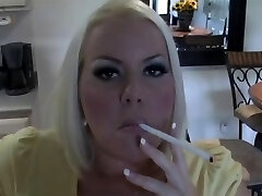 Hot Busty Blonde Milf Smoking Solo