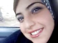 Hot arab showcasing her boobs in the car 