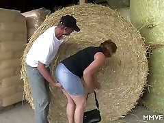 Insane farmer seduces round mature lady in glasses and fucks her in shed