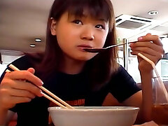 Chubby Asian teen Mai Mariya makes a brilliant gam spit after a lunch