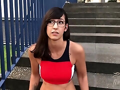 German student female shows her boobies and gets fucked in public