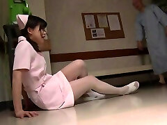 Old guy humps a cute Japanese nurse in the hospital
