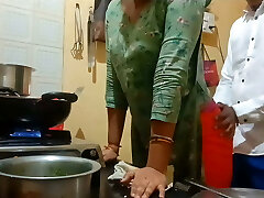 Indian hot wife got pummeled while cooking in kitchen