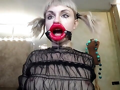 PIGHOLE RED LIPS MOUTH Blowjob BLONDE PIGTAILS DEEPTHROAT