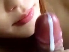 Japanese dame suck off and cumshot