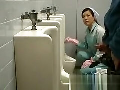 Asian girl is cleaning the wrong public