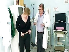 Mature Vilma has her cooter properly gyno checked at gyno office