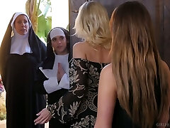 Sinful nuns are making love with perverted lezzie babe Ziggy Star