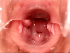 ohmibod sperma cremoso speculum in profondità all'interno della cervice