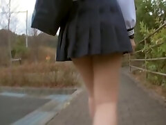 Sexy schoolgirl upskirt sitting on the park bench view