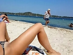 Real fledgling wife flashing pussy in public beach