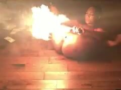 Stripper shoots fire out of beaver