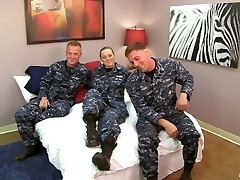 Super-sexy Navy Petty Officer fucks her Sailors