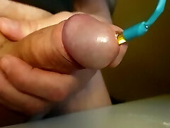 Close up silicon bead cock insertion, Amateur cum shot