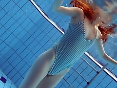 Slim beauty Libuse swimming naked in a pool in exciting sex movie