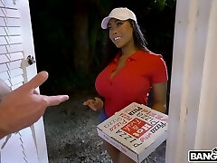 Pizza delivery girl Moriah Mills gets her cooch fucked doggy fashion