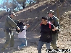 Cop plowing a Latina honey up against at tree in the desert