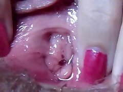 Wet vagina pussy after ejaculation in extreme close up HD