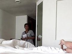 Hotel Maid catches me stroking my cock!