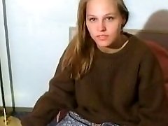 Beautiful teen with hairy pussy masturbates