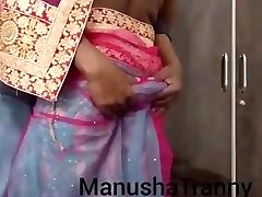 Eliminate my saree - Desi Escort girl Manusha Tranny unveiling 