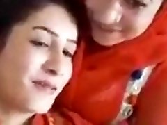 Paki Cute Girls Pressing Boobs Smoking & Kissing