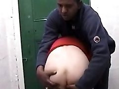 Real duo fucking in a public toilet