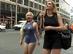 Humungous tittied blonde with pierced puffies Celina Davis is disgraced in public