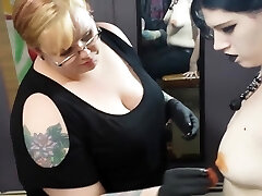 goth girl gets her nipple pierced