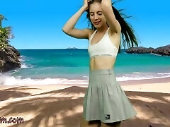 Girl Dance On The Beach - Upskirt No Undies