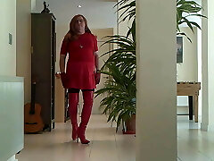 Crimson Patent Thigh Boots