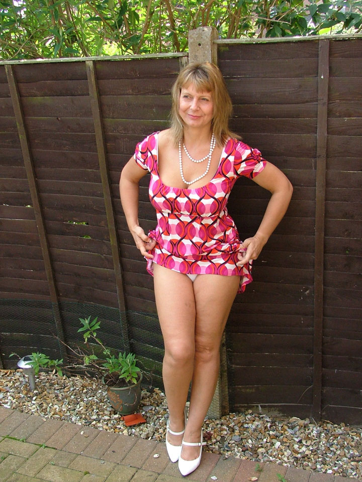 720px x 960px - British milf wife outside in upskirt