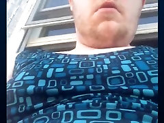 Fat faggot with dress outdoor