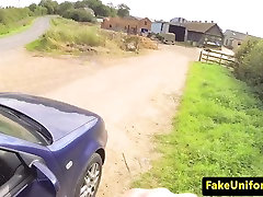 Bigtit amateur fucked on bonnet of cops car