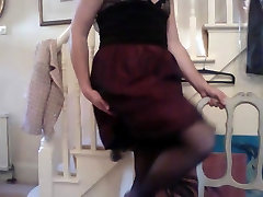 frilly dress stockings and panties at home