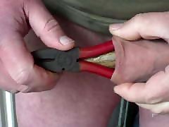 Foreskin with pliers and a hammer