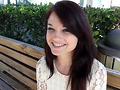Tiny Young Petite Brunette young sxs clooge Picked Up And Fucked
